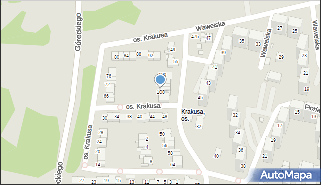 Rybnik, Osiedle Krakusa, 108, mapa Rybnika