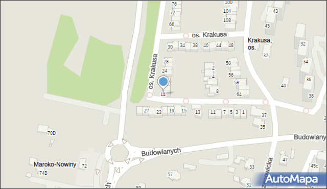 Rybnik, Osiedle Krakusa, 14, mapa Rybnika