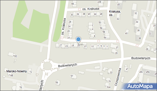 Rybnik, Osiedle Krakusa, 15, mapa Rybnika