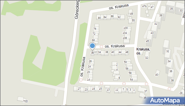 Rybnik, Osiedle Krakusa, 30, mapa Rybnika