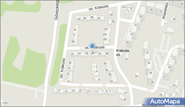 Rybnik, Osiedle Krakusa, 40, mapa Rybnika