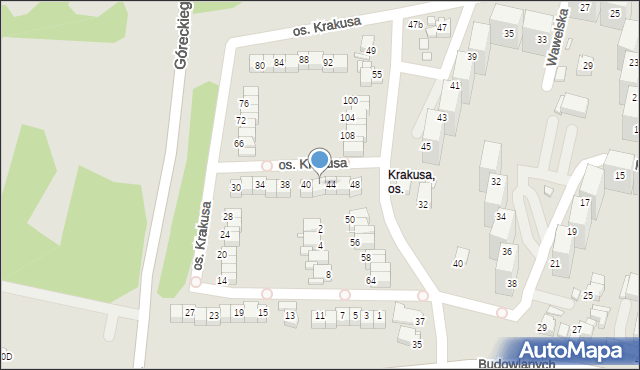 Rybnik, Osiedle Krakusa, 42, mapa Rybnika