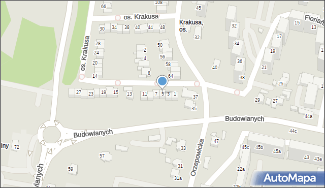 Rybnik, Osiedle Krakusa, 5, mapa Rybnika