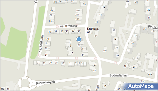 Rybnik, Osiedle Krakusa, 56, mapa Rybnika