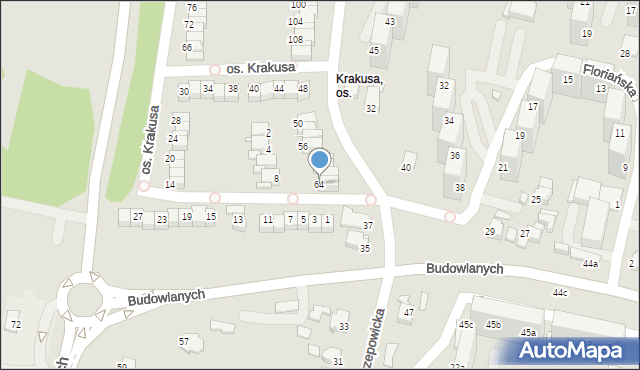 Rybnik, Osiedle Krakusa, 64, mapa Rybnika