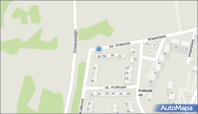 Rybnik, Osiedle Krakusa, 80, mapa Rybnika