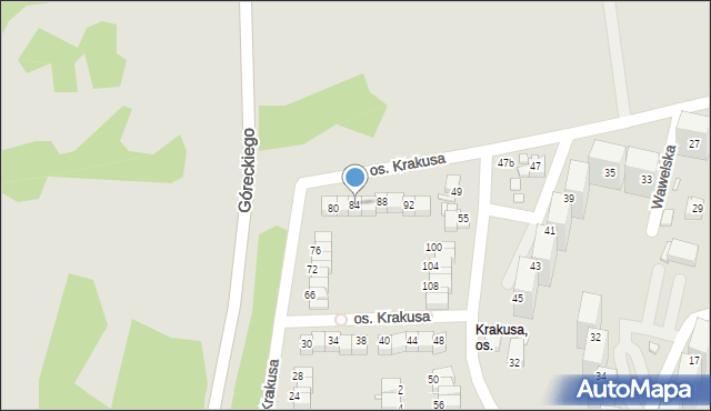 Rybnik, Osiedle Krakusa, 84, mapa Rybnika