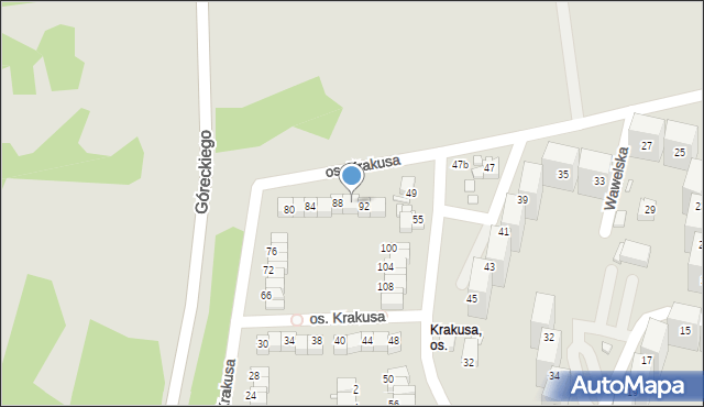 Rybnik, Osiedle Krakusa, 90, mapa Rybnika