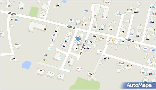 Rybnik, Osiedle Różane, 11, mapa Rybnika