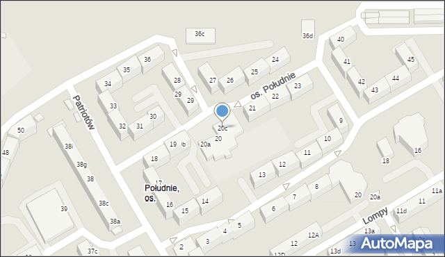 Rybnik, Osiedle Południe, 20c, mapa Rybnika