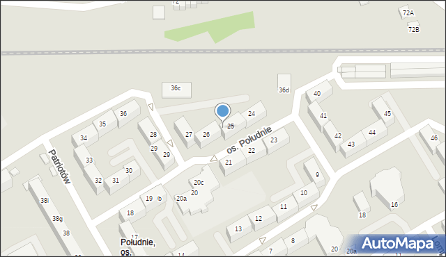 Rybnik, Osiedle Południe, 25b, mapa Rybnika