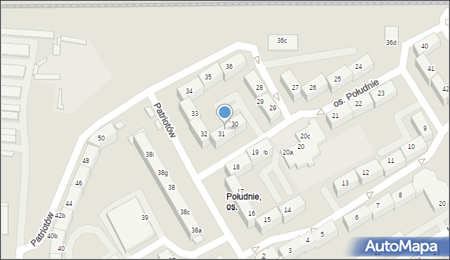 Rybnik, Osiedle Południe, 31a, mapa Rybnika