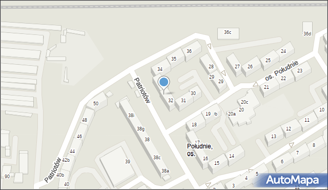 Rybnik, Osiedle Południe, 32b, mapa Rybnika