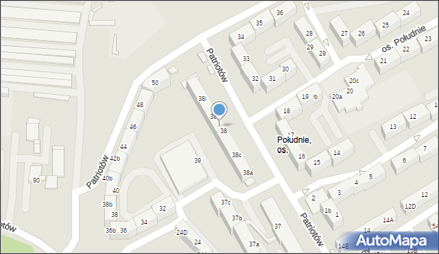 Rybnik, Osiedle Południe, 38f, mapa Rybnika