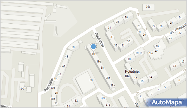 Rybnik, Osiedle Południe, 38i, mapa Rybnika