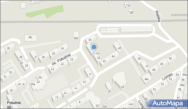 Rybnik, Osiedle Południe, 42a, mapa Rybnika