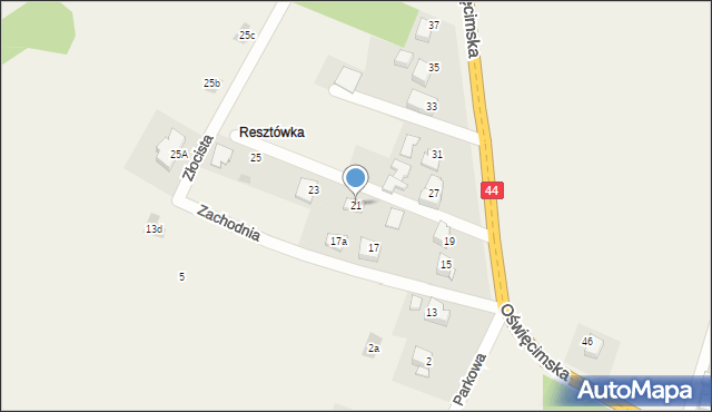 Ryczów, Oświęcimska, 21, mapa Ryczów