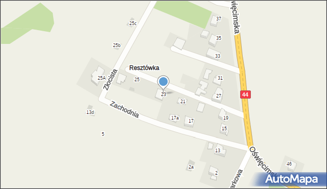 Ryczów, Oświęcimska, 23, mapa Ryczów