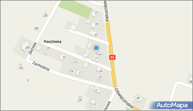 Ryczów, Oświęcimska, 29, mapa Ryczów