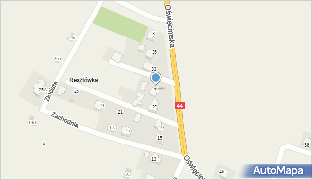 Ryczów, Oświęcimska, 31, mapa Ryczów