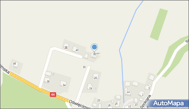 Ryczów, Oświęcimska, 32, mapa Ryczów