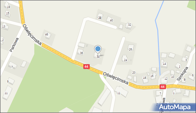 Ryczów, Oświęcimska, 34, mapa Ryczów