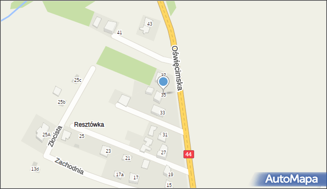 Ryczów, Oświęcimska, 35, mapa Ryczów