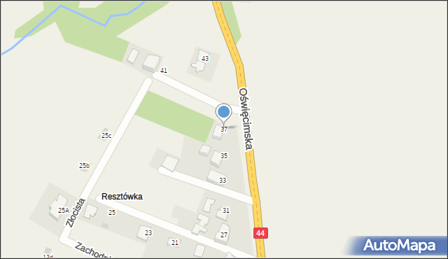 Ryczów, Oświęcimska, 37, mapa Ryczów