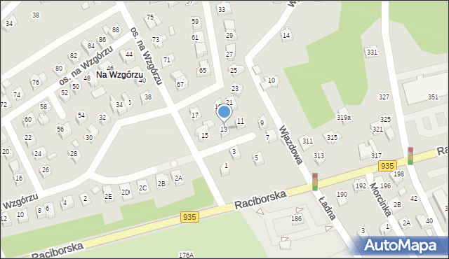 Rydułtowy, Osiedle na Wzgórzu, 13, mapa Rydułtowy