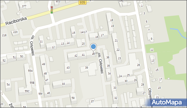 Rydułtowy, Osiedle Orłowiec, 40, mapa Rydułtowy