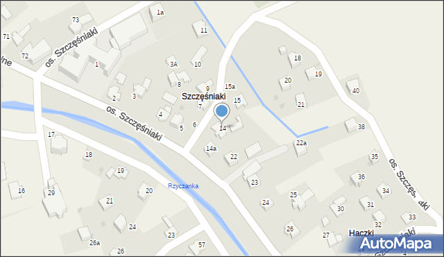 Rzyki, Osiedle Szczęśniaki, 14, mapa Rzyki