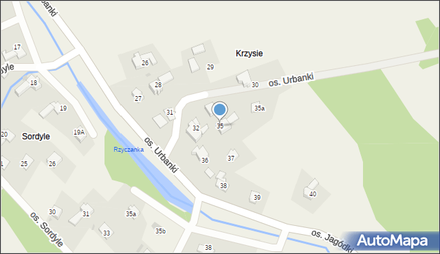 Rzyki, Osiedle Urbanki, 35, mapa Rzyki