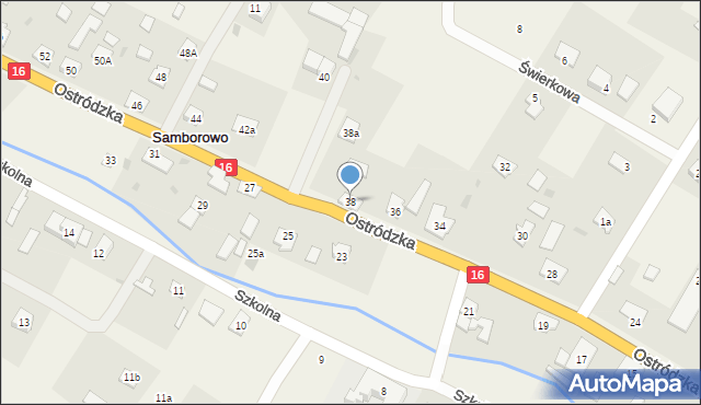 Samborowo, Ostródzka, 38, mapa Samborowo