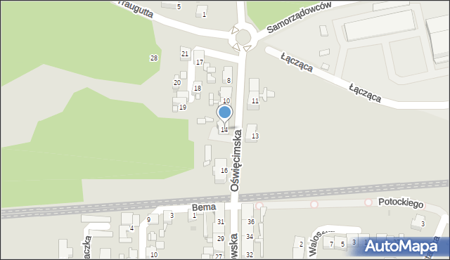 Siemianowice Śląskie, Oświęcimska, 14, mapa Siemianowice Śląskie