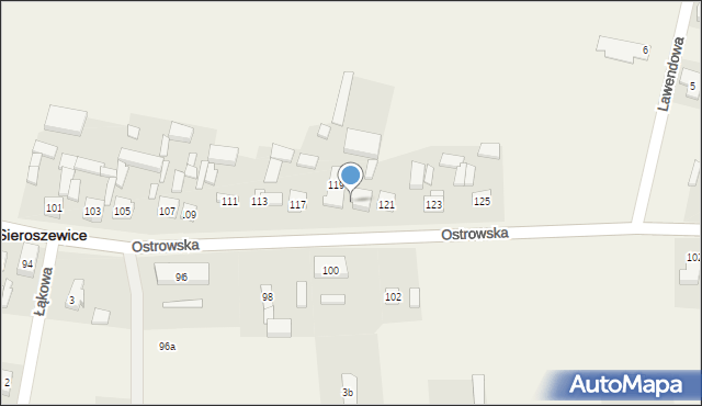 Sieroszewice, Ostrowska, 199, mapa Sieroszewice