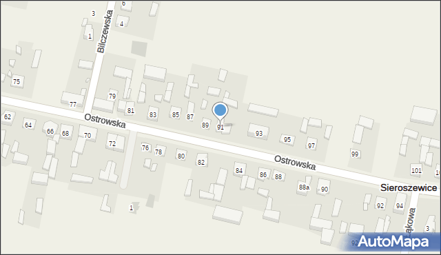 Sieroszewice, Ostrowska, 91, mapa Sieroszewice