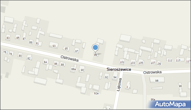 Sieroszewice, Ostrowska, 99, mapa Sieroszewice