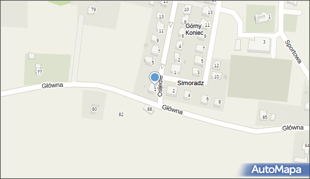 Simoradz, Osiedle, 1, mapa Simoradz