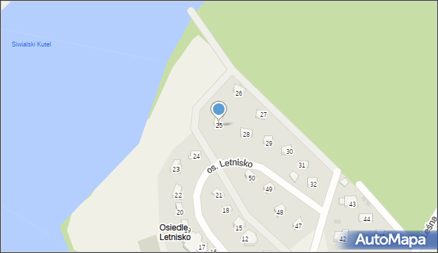 Siwiałka, Osiedle Letnisko, 25, mapa Siwiałka