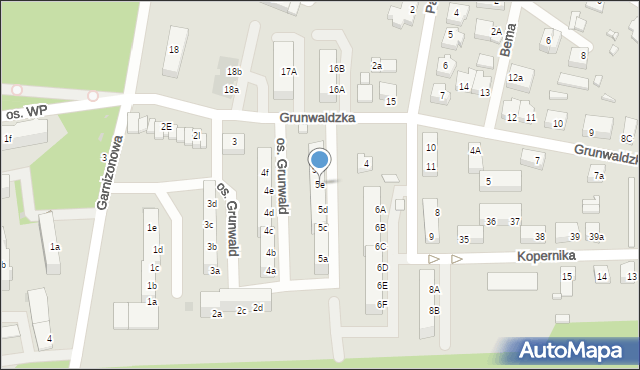 Skwierzyna, Osiedle Grunwald, 5e, mapa Skwierzyna