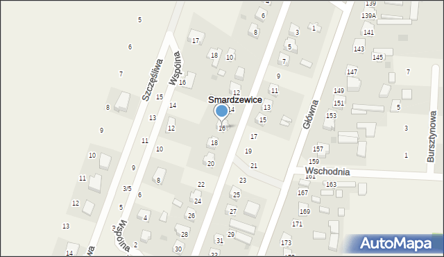 Smardzewice, Ostrowskiego Józefa, posła, 16, mapa Smardzewice