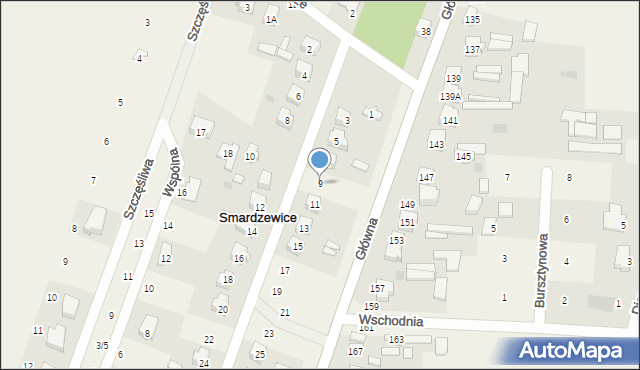 Smardzewice, Ostrowskiego Józefa, posła, 9, mapa Smardzewice