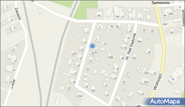 Somonino, Osiedle Nad Radunią, 11, mapa Somonino