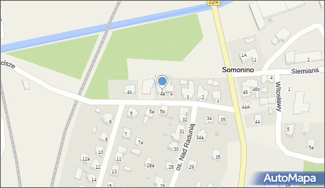 Somonino, Osiedle Nad Radunią, 4a, mapa Somonino