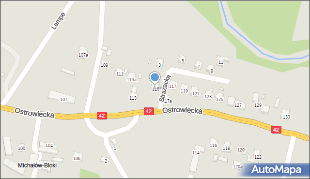 Starachowice, Ostrowiecka, 115, mapa Starachowic