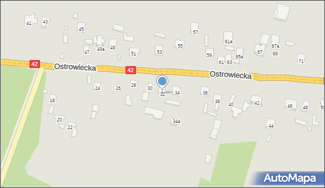 Starachowice, Ostrowiecka, 32, mapa Starachowic