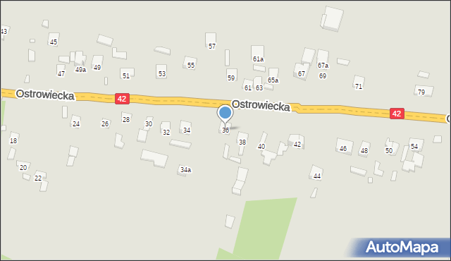 Starachowice, Ostrowiecka, 36, mapa Starachowic