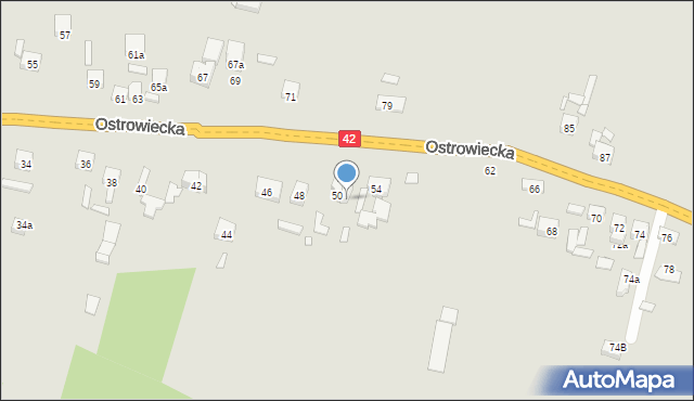 Starachowice, Ostrowiecka, 52, mapa Starachowic