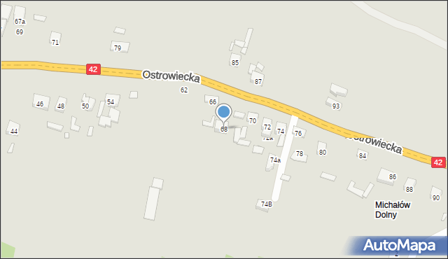 Starachowice, Ostrowiecka, 68, mapa Starachowic