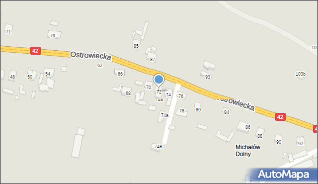 Starachowice, Ostrowiecka, 72, mapa Starachowic